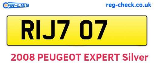 RIJ707 are the vehicle registration plates.