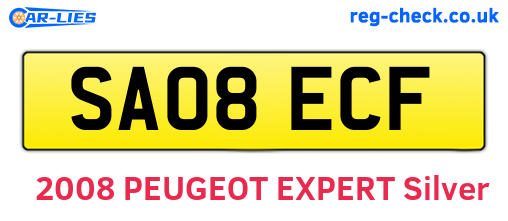 SA08ECF are the vehicle registration plates.