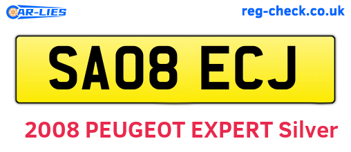 SA08ECJ are the vehicle registration plates.