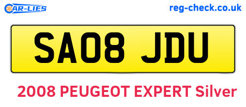 SA08JDU are the vehicle registration plates.