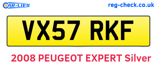 VX57RKF are the vehicle registration plates.