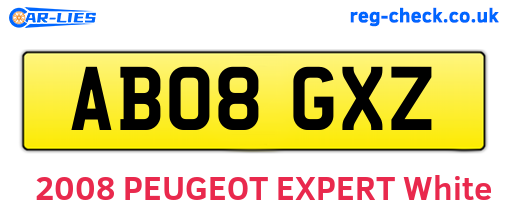 AB08GXZ are the vehicle registration plates.