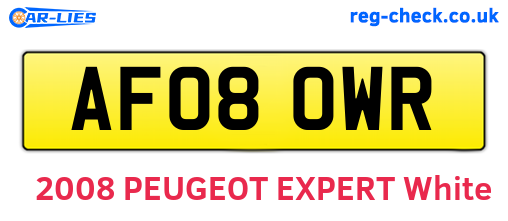 AF08OWR are the vehicle registration plates.