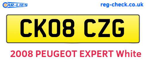 CK08CZG are the vehicle registration plates.