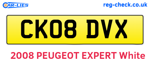 CK08DVX are the vehicle registration plates.