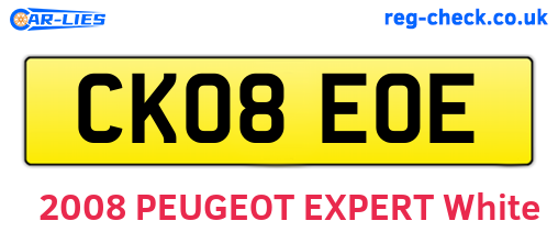 CK08EOE are the vehicle registration plates.