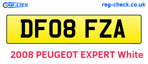 DF08FZA are the vehicle registration plates.