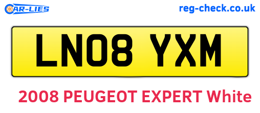 LN08YXM are the vehicle registration plates.