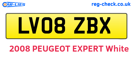 LV08ZBX are the vehicle registration plates.
