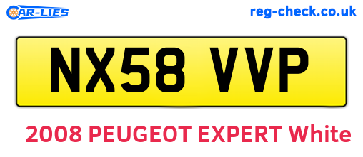 NX58VVP are the vehicle registration plates.