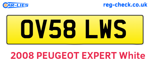 OV58LWS are the vehicle registration plates.