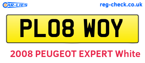 PL08WOY are the vehicle registration plates.