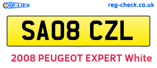 SA08CZL are the vehicle registration plates.