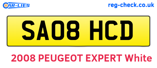 SA08HCD are the vehicle registration plates.