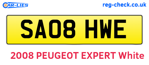 SA08HWE are the vehicle registration plates.
