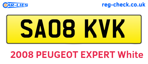 SA08KVK are the vehicle registration plates.
