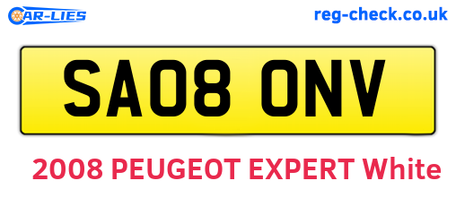 SA08ONV are the vehicle registration plates.