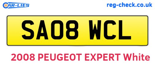SA08WCL are the vehicle registration plates.
