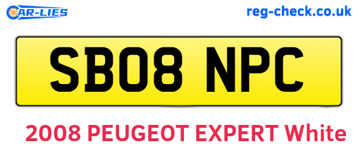 SB08NPC are the vehicle registration plates.