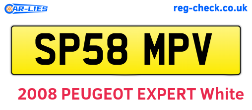 SP58MPV are the vehicle registration plates.