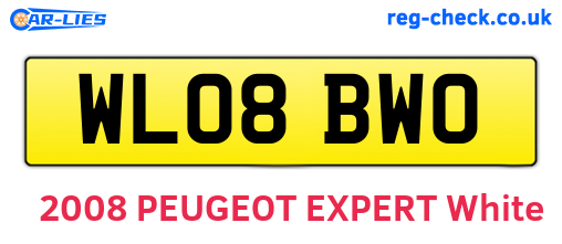 WL08BWO are the vehicle registration plates.