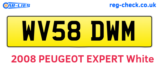 WV58DWM are the vehicle registration plates.