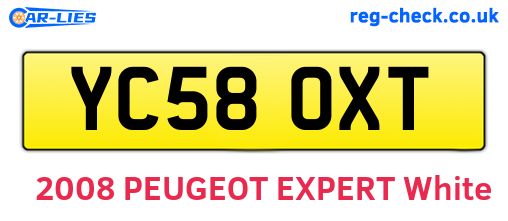 YC58OXT are the vehicle registration plates.