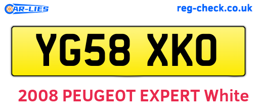 YG58XKO are the vehicle registration plates.