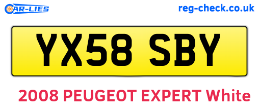 YX58SBY are the vehicle registration plates.