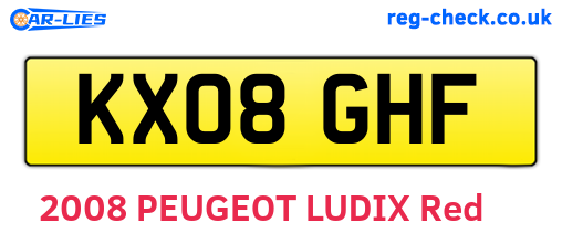 KX08GHF are the vehicle registration plates.