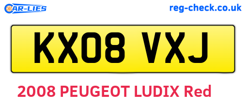 KX08VXJ are the vehicle registration plates.