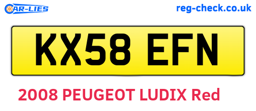 KX58EFN are the vehicle registration plates.