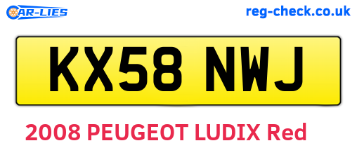 KX58NWJ are the vehicle registration plates.