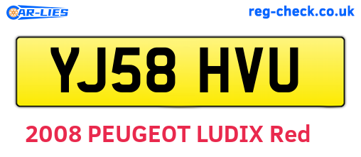 YJ58HVU are the vehicle registration plates.