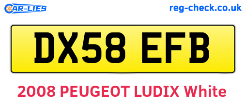 DX58EFB are the vehicle registration plates.