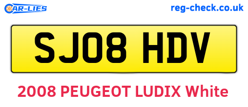 SJ08HDV are the vehicle registration plates.