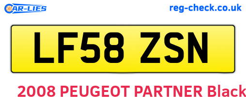 LF58ZSN are the vehicle registration plates.