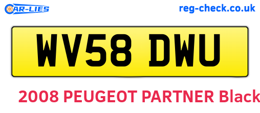 WV58DWU are the vehicle registration plates.