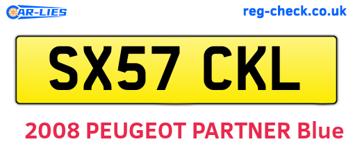 SX57CKL are the vehicle registration plates.