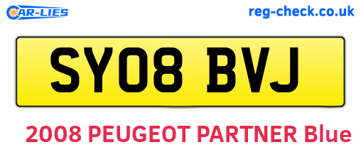 SY08BVJ are the vehicle registration plates.