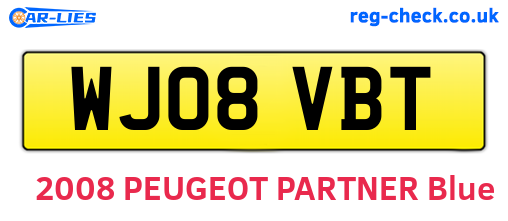 WJ08VBT are the vehicle registration plates.