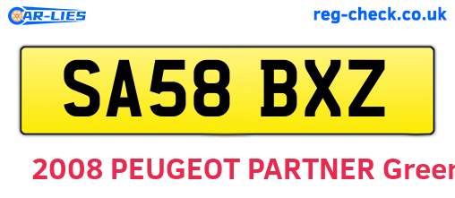SA58BXZ are the vehicle registration plates.
