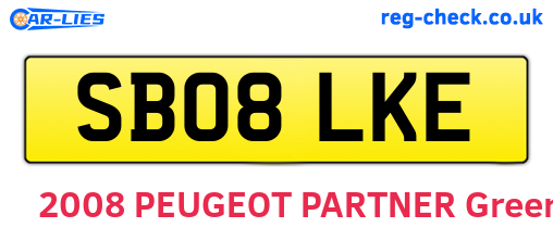 SB08LKE are the vehicle registration plates.