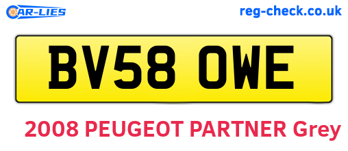 BV58OWE are the vehicle registration plates.