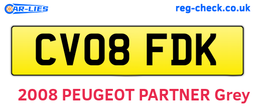 CV08FDK are the vehicle registration plates.