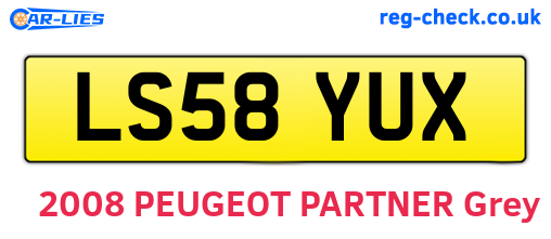 LS58YUX are the vehicle registration plates.
