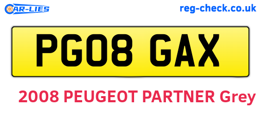 PG08GAX are the vehicle registration plates.