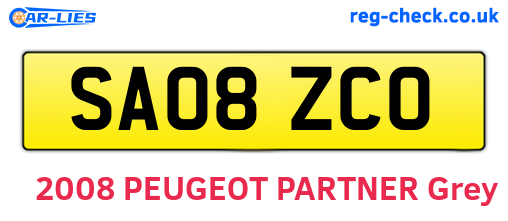 SA08ZCO are the vehicle registration plates.