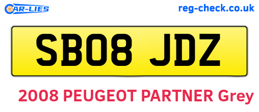 SB08JDZ are the vehicle registration plates.