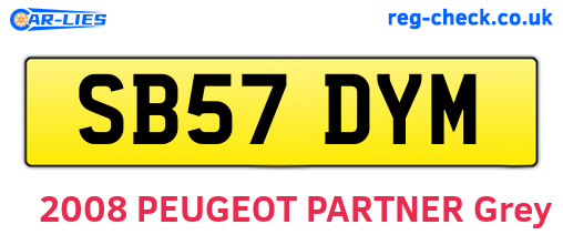 SB57DYM are the vehicle registration plates.